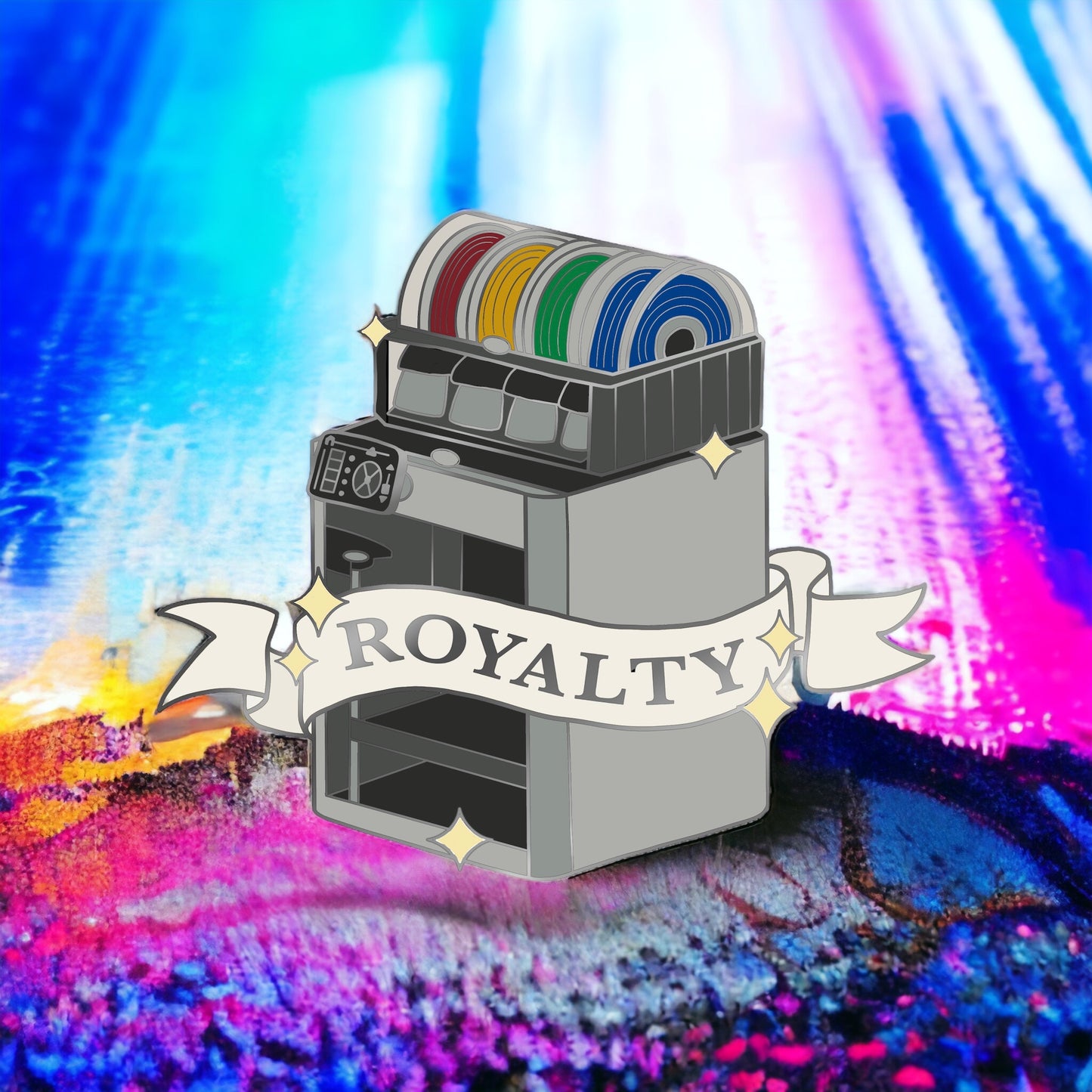 Royalty and Peasant 3D printer Pins and Stickers
