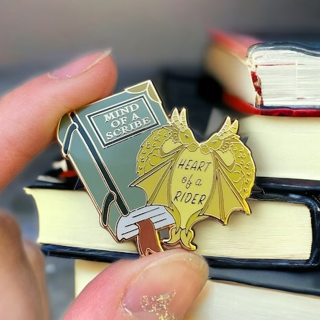 Mind of a Scribe, Heart of a Rider Enamel Pin