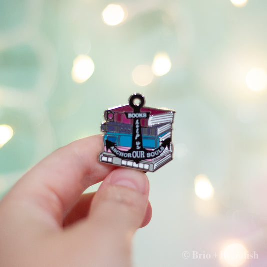 Books Anchor the Soul Enamel Pin