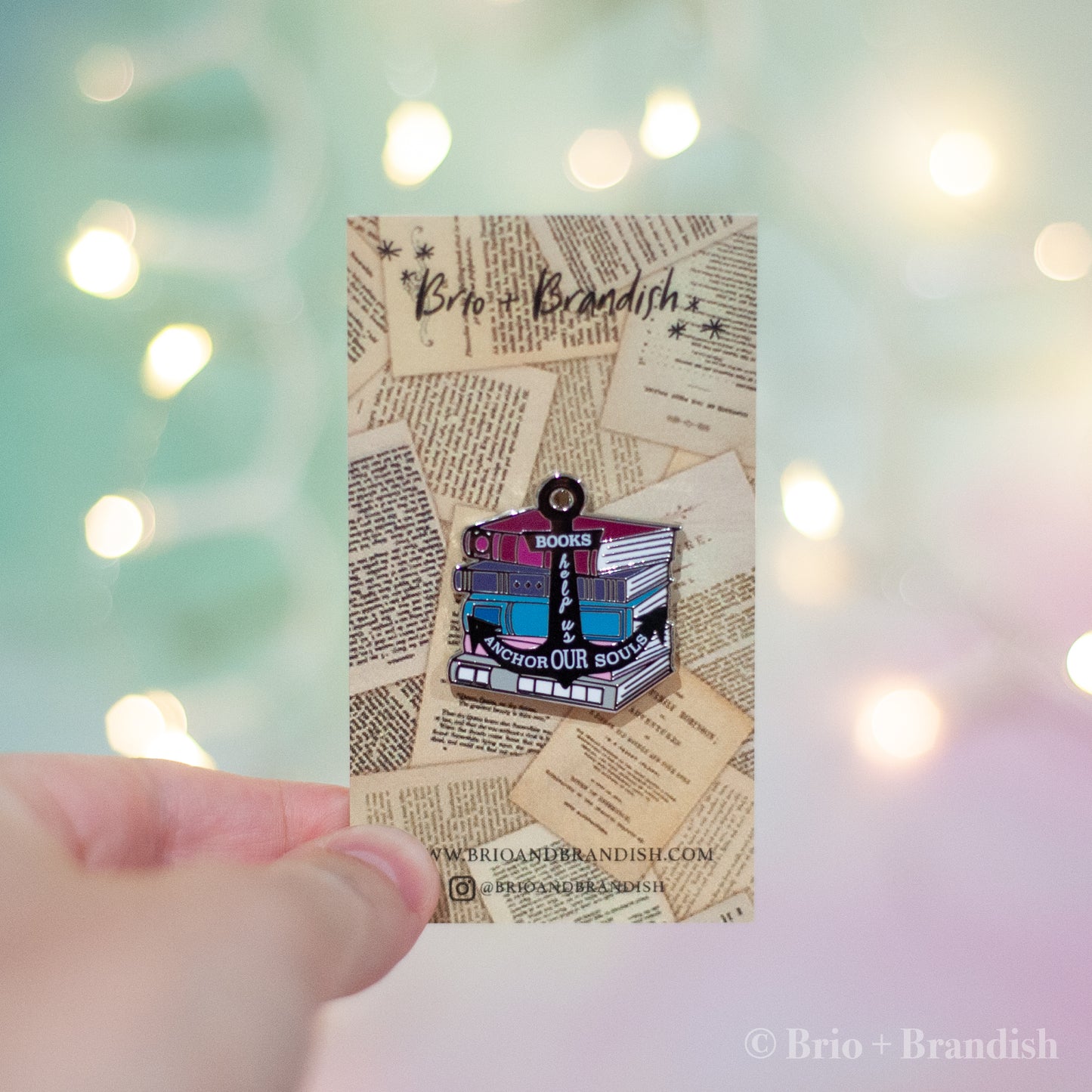 Books Anchor the Soul Enamel Pin