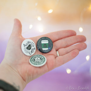 Set of 3 Nerdy Coffee Pinback Buttons