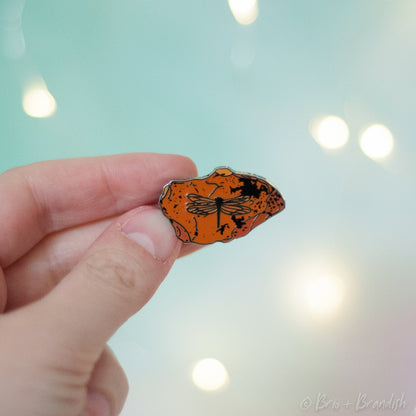 Dragonfly in Amber Enamel Pin