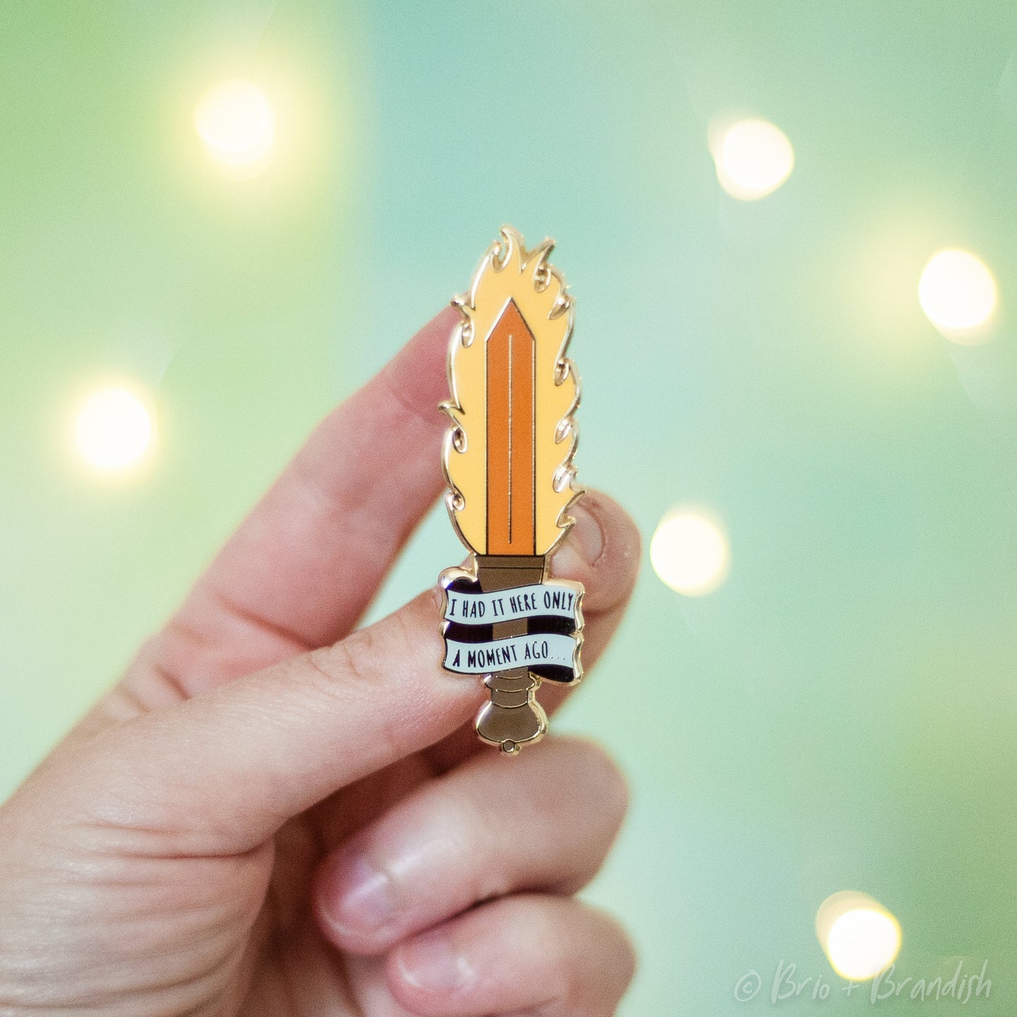 Flaming Sword Enamel Pin